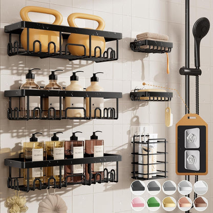 Shower Caddy 6-Pack, Bathroom Organizers and Storage Shelves, Black1