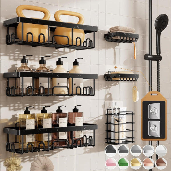 Shower Caddy 6-Pack, Bathroom Organizers and Storage Shelves, Black1