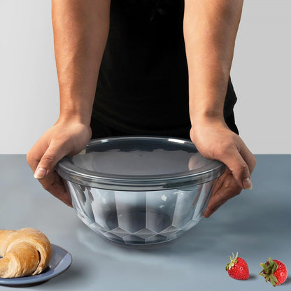 Glass Mixing Bowls with Airtight Lids, 5 PCS Thick Glass Nesting Bowls | Serving Bowl for Kitchen Baking, Meal Prepping and Salad, Bpa Free Dishwasher Microwave and Oven Safe, 0.5/0.8/1.6/2.7/4.4 Q8