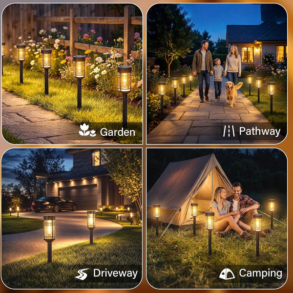 Solar Pathway Lights Outdoor 8 Packs, Solar Garden Lights IP65 Waterproof, LED Solar Powered Path Light Auto On/Off, Landscape Lighting for Yard Walkway Driveway Porch outside Decor8