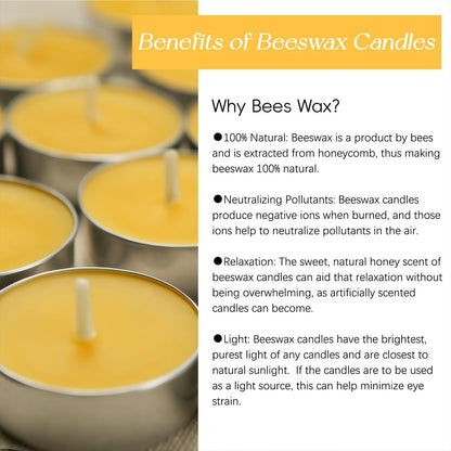 Beewax Tealight Candles 24 Pack, 4 Hour Clean Burn for Home Decor9