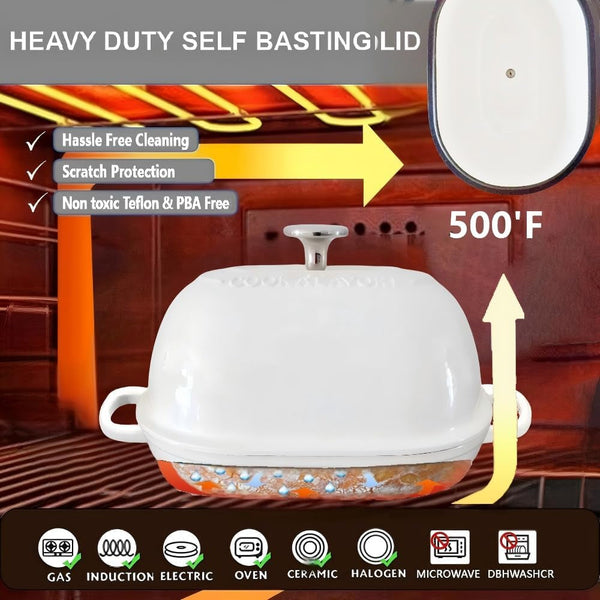 Cast Iron Bread Oven,6 QT Bread Oven,Thick Enameled Loaf Pan with Lid,Bread Pans for Homemade Bread,14.5"Dutch Oven for Bread Baking,Dutch Oven-With Silicone Baking Mat&Recipe,Gifts for Family,White8
