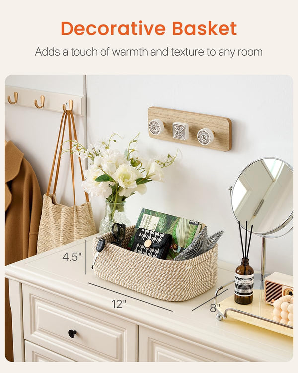 Small Woven Storage Basket for Organizing, 12 X 8 X 4.5 Inch, 3 Pack2