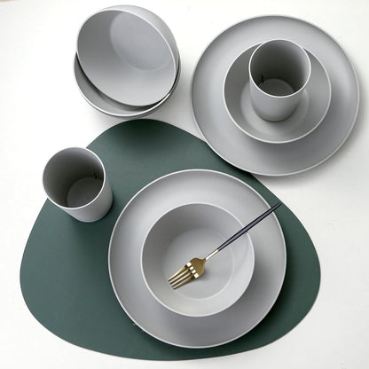 24-Piece Dinnerware Set, Service for 8, Unbreakable Plates and Bowls Set, Bpa-Free, Dishwasher Safe, Gray Tableware for Kitchen, Party and Picnic5