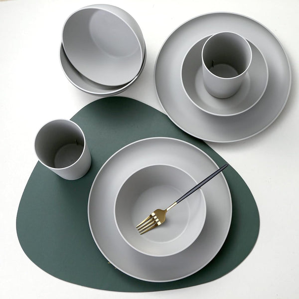 24-Piece Dinnerware Set, Service for 8, Unbreakable Plates and Bowls Set, Bpa-Free, Dishwasher Safe, Gray Tableware for Kitchen, Party and Picnic5
