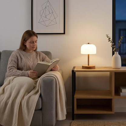 9.5" Small Plug-In Touch Control Table Lamp with USB A+C Charging Ports, Wood Grain Dimmable LED Bedside Lamp with 3 Color Temperatures, Modern Table Lamps for Bedroom Nightstand Living Room2