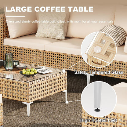 Boho Outdoor Patio Furniture Set with Non-Slip Cushions - 7 Piece3