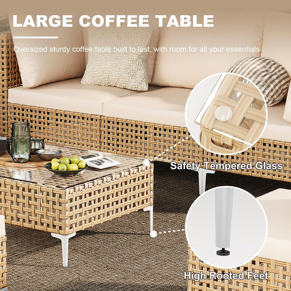Boho Outdoor Patio Furniture Set with Non-Slip Cushions - 7 Piece3
