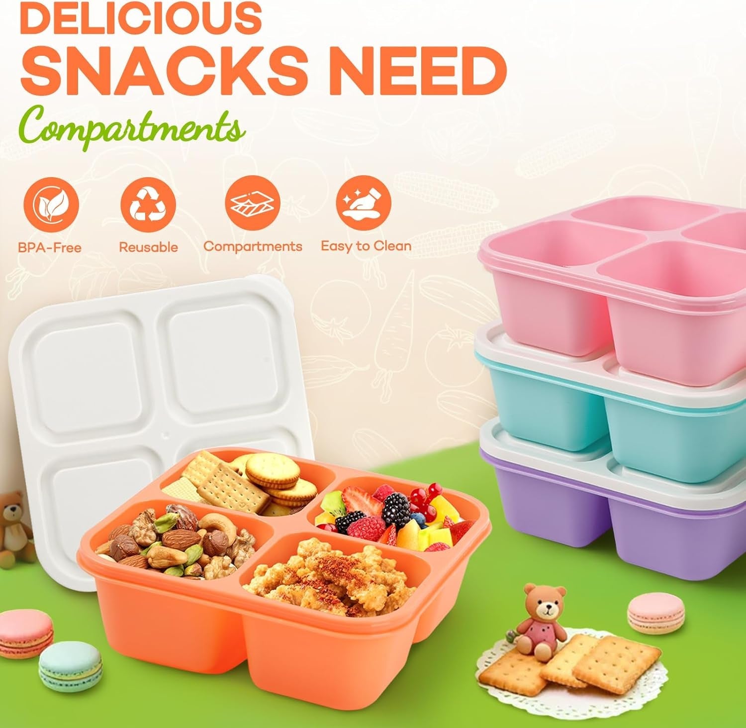 bento-box-adult-lunch-box-4-pack-4-compartment-snack-containers-reusable-meal-prep-stackable-bpa-free-lunch-containers-for-home-work-travel-4-color