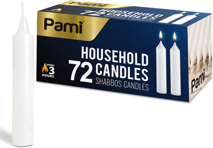 Traditional Shabbat Taper Candles,Unscented,Paraffin,3 Hr Burn,72-Pack1