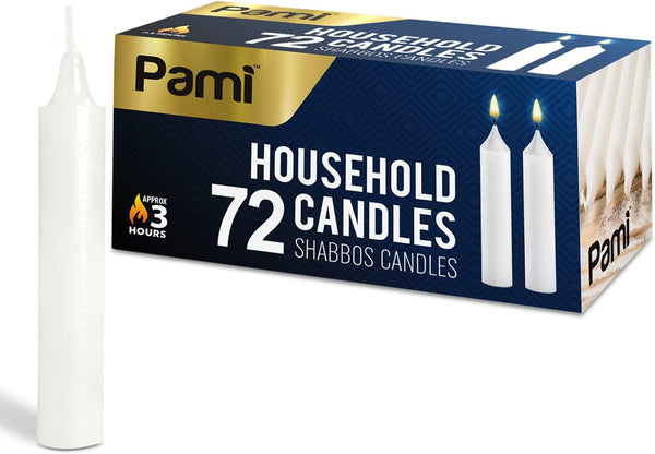Traditional Shabbat Taper Candles,Unscented,Paraffin,3 Hr Burn,72-Pack1