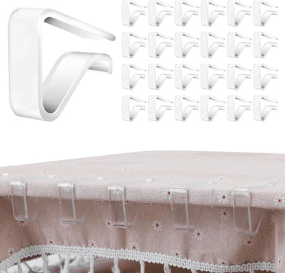 24 PCS Clear Tablecloth Clips Holder Securing Outdoor & Indoor Table Cloth | Windproof & Waterproof & Durable & Transparent Plastic Table Cover Clamp for Party, Picnic,Wedding,Camping,Christmas (Large)1