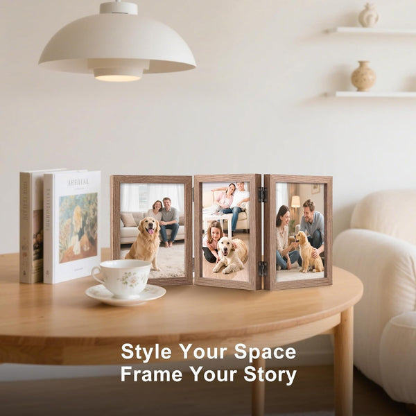 3 4X6 Picture Frame Triple Wooden Hinged Photo Frame2