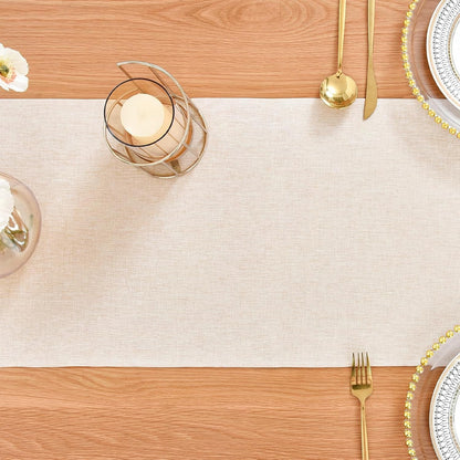 Faux Linen Table Runner Water Resistant 13 X 72 In, Neutral7