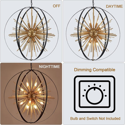 Black Gold Sputnik Chandelier, Starburst Firework Pendant Light Fixtures2
