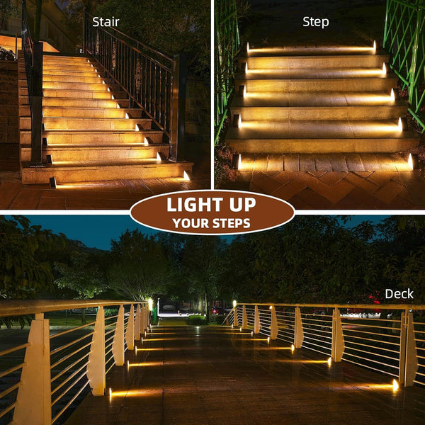 Outdoor Stair Lights 6 Pack, Solar Step Lights IP67 Waterproof with 13 Bright Leds, 3000K Warm White, Auto On/Off, Triangular Design for Steps, Deck, Patio, Yard, Porch, Sidewalk7