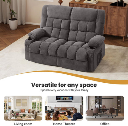 Recliner Loveseat with Cup Holders for Living Room, 2 Seat Manual Loveseat Recliner with Side Pocket7