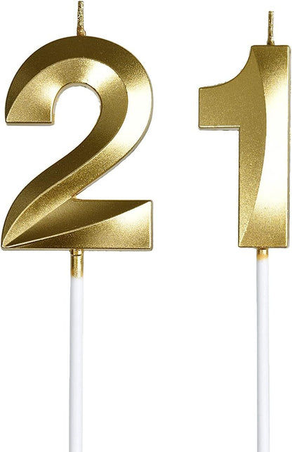 21St Birthday Candles,Gold Number 21 &12 Cake Topper for Birthday Decorations Party Decoration1
