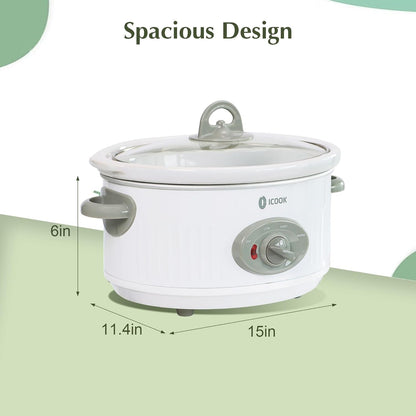 3.5 Quart Slow Cooker with 3 Heat Settings, Non-Stick and Dishwasher Safe, Removable Ceramic Pot Tempered Glass Lid, Cool Touch Handles for Entrees, Soups, Stews, Ivory White2