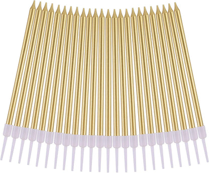 Gold Long Thin Metallic Birthday Candles, Cake Candles, Birthday Parties, Wedding Decorations, Party Candles, Cake Decorations5