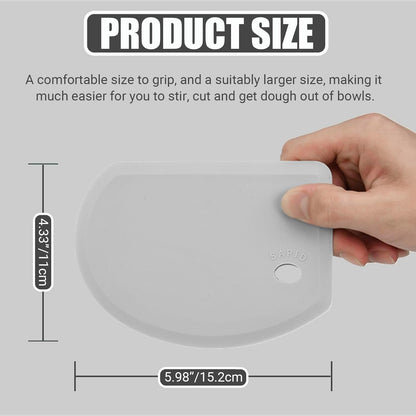 Flexible Curved Edge Silicone Bowl Scraper Dough Scraper Baking Bread | Food Grade Bench Scraper for Baking Sourdough Bread, Cake, Multipurpose Kitchen Dish Scrapers, Easy Clean (5.98"X4.3", Gray)3