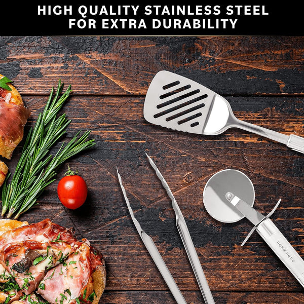 54-Piece Stainless Steel Kitchen Utensils Set - Heat-Resistant Nonstick Silicone & Stainless Steel Cooking Utensils - Complete Tools with Slotted Spoon & Pasta Spoon - Pack of 54, Silver6