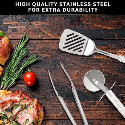 54-Piece Stainless Steel Kitchen Utensils Set - Heat-Resistant Nonstick Silicone & Stainless Steel Cooking Utensils - Complete Tools with Slotted Spoon & Pasta Spoon - Pack of 54, Silver6
