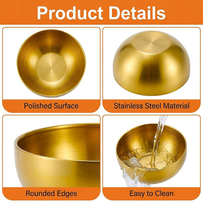 10 Pcs Gold Bowls, Stainless Steel Mixing Serving Bowl, 5.9 Inch3