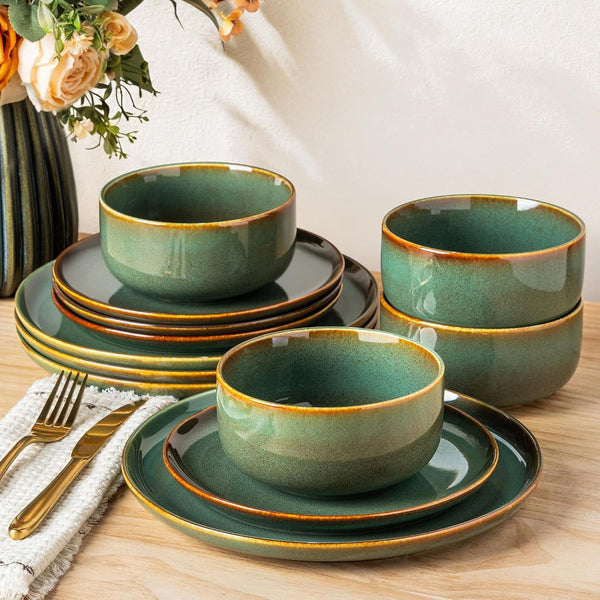 Dinnerware Sets for 4, Ceramic Plates and Bowls Sets (12 Piece)1