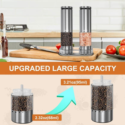 Electric Salt and Pepper Grinder Set Rechargeable, Automatic Salt and Pepper Shakers Mills External Adjustable Coarseness, Kitchen Gadgets, Stocking Stuffers Christmas Cooking Gifts for Men Women7