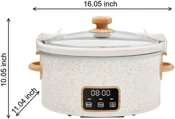 P.W. 6 QT Slow Cooker, Locking, Digital, Stainless Steel Housing Lid, Digital Healthy Eating, Easy Programming of Time and Temperature, Removable Stoneware (Brilliant Blooms)6