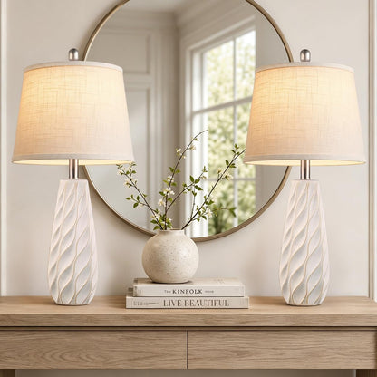 27" Ceramic Table Lamps Set of 2 Coastal Lamps, Modern White Lamps5