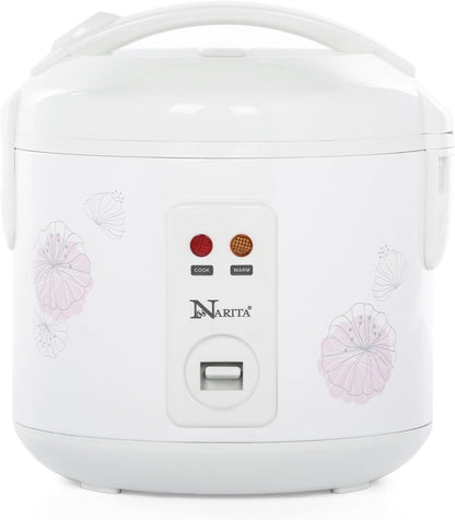 8 Cup Cooked/4 Cup Uncooked Rice Cooker, Easy Clean Removable Non-Stick Inner Pan and Rice Spatula, Simple One Touch Operation with Automatic Keep Warm Function, Safe Cool Touch Exterior, White1