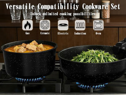 21Pcs Pots and Pans Set Non Stick, Nonstick Ceramic Cookware Sets Detachable Handle, Non Toxic Healthy Induction Cookware, Kitchen Cooking Set, with Frying Pans Set, Dishwasher/Oven Safe9
