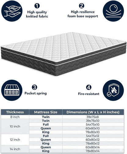 Queen Size Mattress 12 Inch with Memory Foam | Medium Firm Hybrid Mattress, Certipur-Us Certified Mattress in a Box Pressure Relief Removable Cover No Fiberglass8
