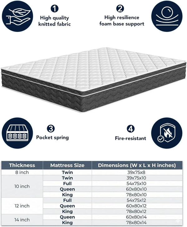 Queen Size Mattress 12 Inch with Memory Foam | Medium Firm Hybrid Mattress, Certipur-Us Certified Mattress in a Box Pressure Relief Removable Cover No Fiberglass8