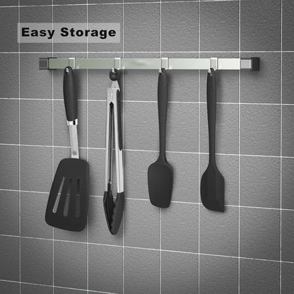 5-Piece Silicone Spatulas Set with Tongs, 446°F Heat Resistant, Black4