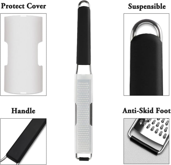 Lemon & Citrus Zester, Cheese Graters with Stainless Steel Sharp Blade for Parmesan Cheese, Ginger, Garlic, Nutmeg, Chocolate, Vegetables, Fruits, Dishwasher Safe Shredder Fine Blade4