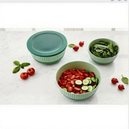 Plastic Mixing Bowls with Lids, 8-Piece Airtight Leak-Proof Nesting Bpa-Free Prep Bowl Set for Kitchen & Food Storage, 500Ml, 1300Ml, 2600Ml & 4200Ml, Microwave & Dishwasher Safe (Green)7