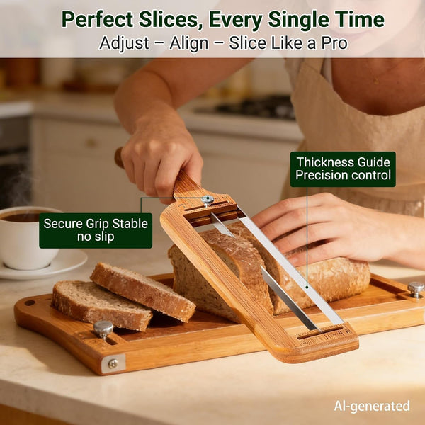 Adjustable Bread Slicer – Serrated Stainless Steel Blade2