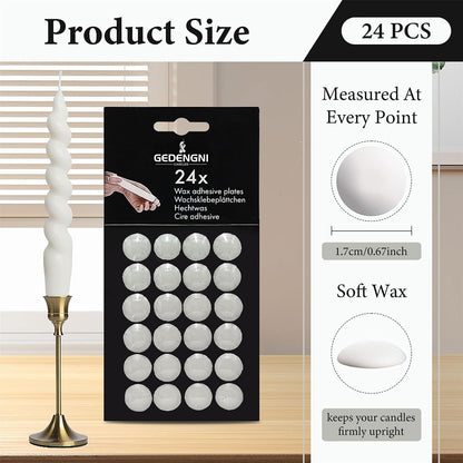 Taper Candle Wax Dots - 24Pcs Spiral Candle Sticky Dots White Candles Adapter Small Candlestick Adhesive,Soft Wax for Any Candles Holder Accessories-White4