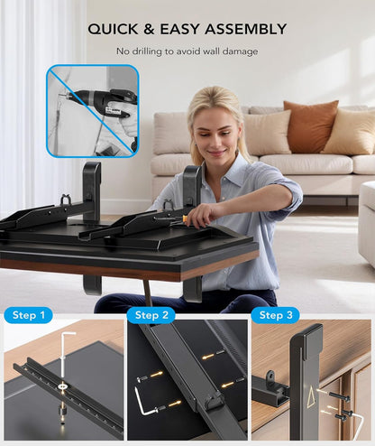 Table Top TV Stand with Height Adjustable TV Legs Replacement for Most 37-86 Inch Flat Curved Tvs,Steel TV Base Feet Holds up to 150 Lbs with Cable Management, Max VESA 800X600Mm Black7