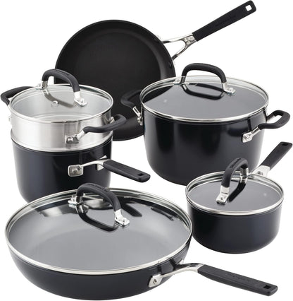 Kitchenaid Hard Anodized Nonstick Cookware/Pots and Pans Set, 10 Piece - Matte Black1