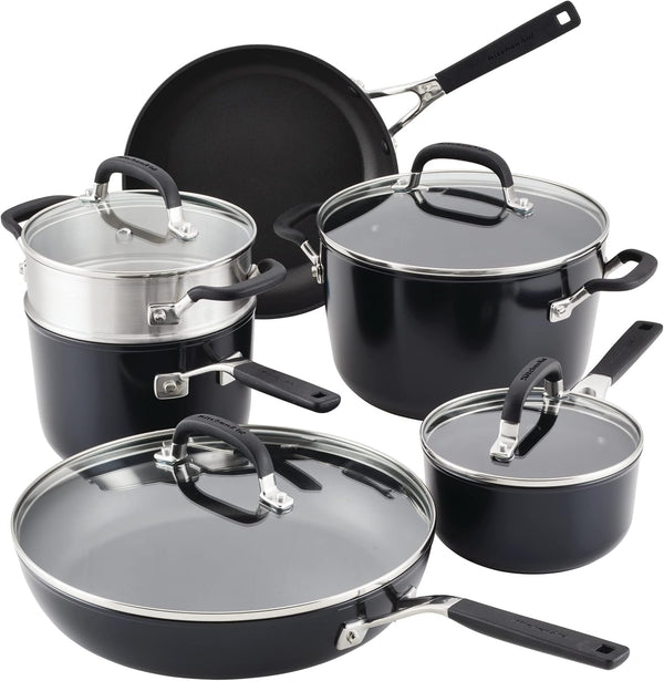 Kitchenaid Hard Anodized Nonstick Cookware/Pots and Pans Set, 10 Piece - Matte Black1