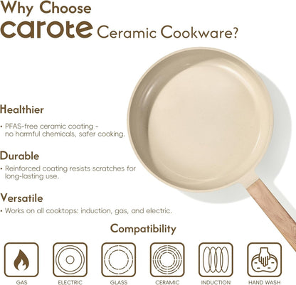 22Pcs Ceramic Cookware Sets, Pots and Pans Set | Non-Toxic Kitchen Cooking Set with Silicone Lids, Easy Clean, Even Heating, Fit All Stovetops, PFAS FREE6