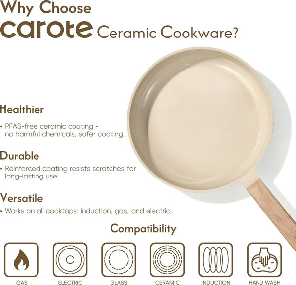 22Pcs Ceramic Cookware Sets, Pots and Pans Set | Non-Toxic Kitchen Cooking Set with Silicone Lids, Easy Clean, Even Heating, Fit All Stovetops, PFAS FREE6