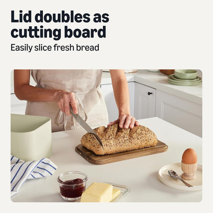 Carbon Steel Bread Box with Acacia Wood Lid, Lid Doubles as Cutting Board, 11.9 X 7.1 X 5.2 In4