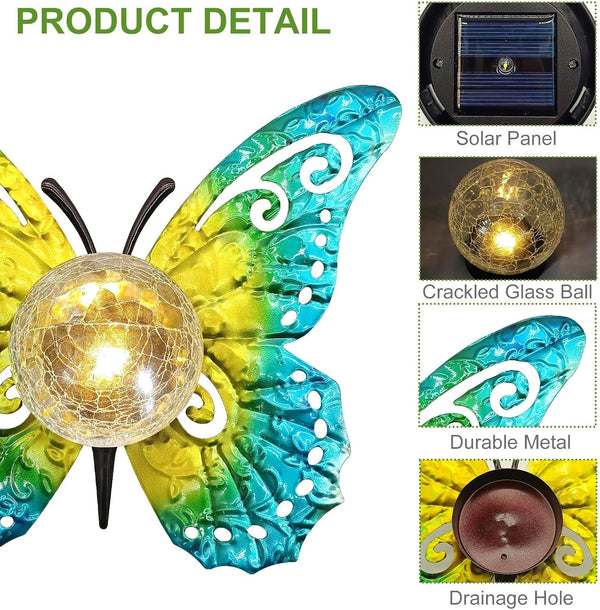 Solar Lights Outdoor Garden Metal Butterfly Decoration4