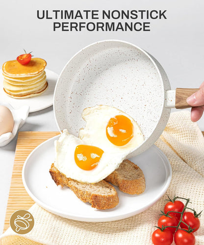 Small Frying Pan Nonstick - 6 Inch Single Egg Frying Pan, Mini Skillet with Stay-Cool Handle, Non-Toxic Omelette Pan, White2