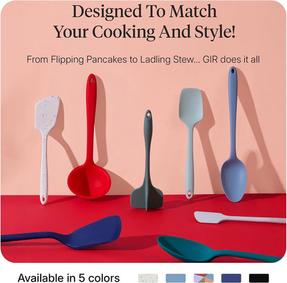 : Get It Right 5 Piece Silicone Ultimate Kitchen Utensils Set - Ladle, Spatula, Flip, Spoon & Spoonula - Non-Toxic Cooking Utensils for Nonstick Cookware, Cooking and Baking - Mediterranean6